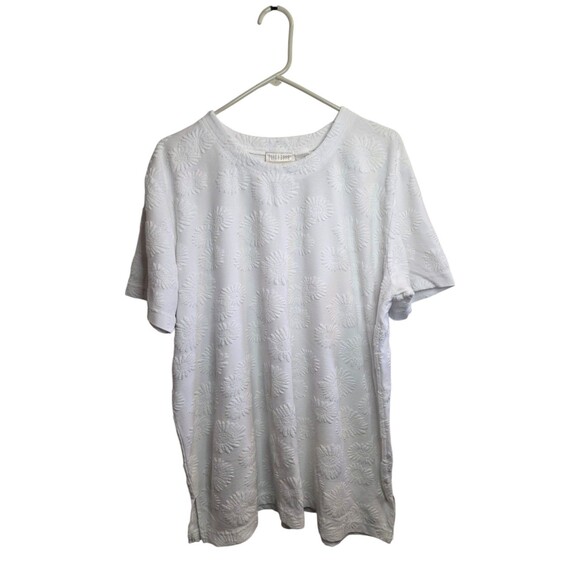 Elisabeth Liz Claiborne Short Sleeve Knit Top with Textured Floral Pattern 1X - Picture 2 of 5